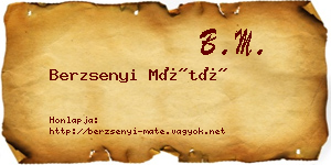 Berzsenyi Máté névjegykártya